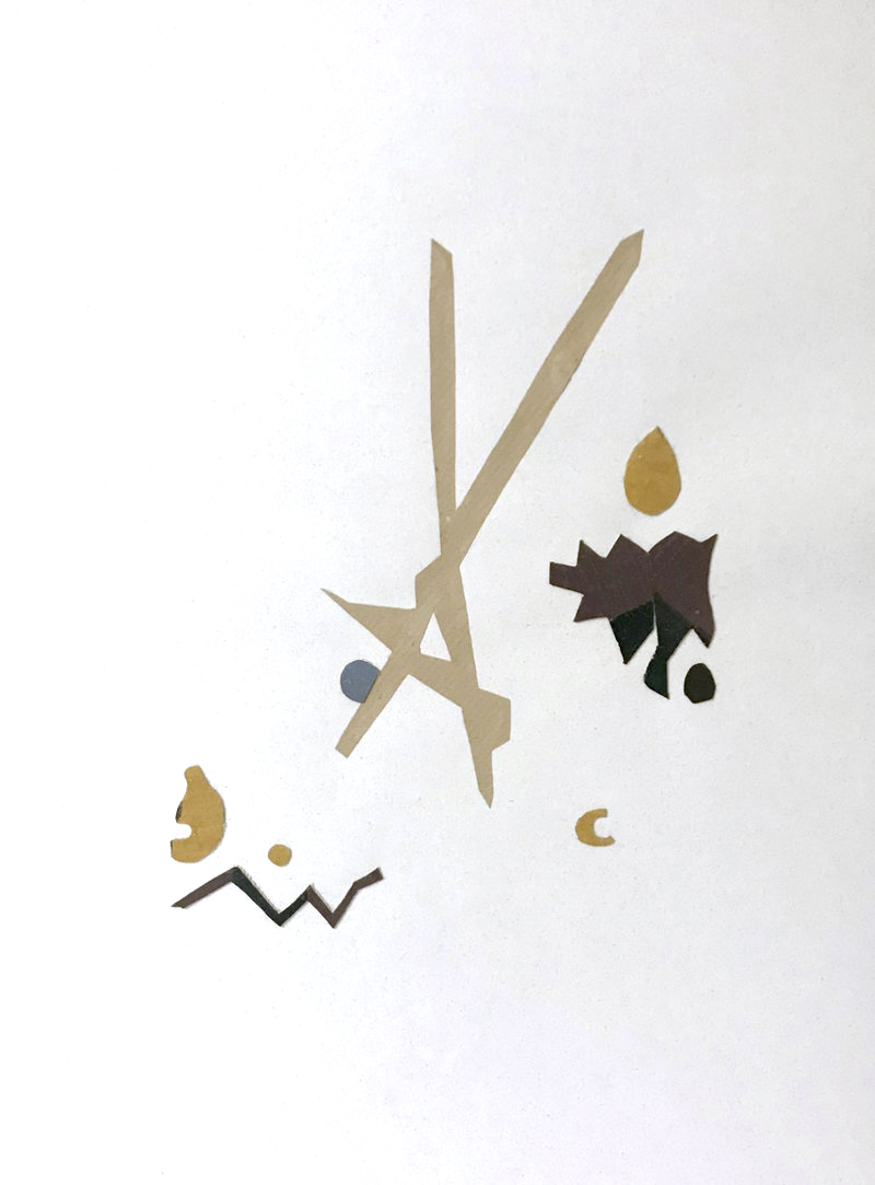 Encore après n°10 Images poétiques, Collage papier et de fragments de toiles peintes, Support papier Canson texturé 30cm x 40cm - 2023/2024