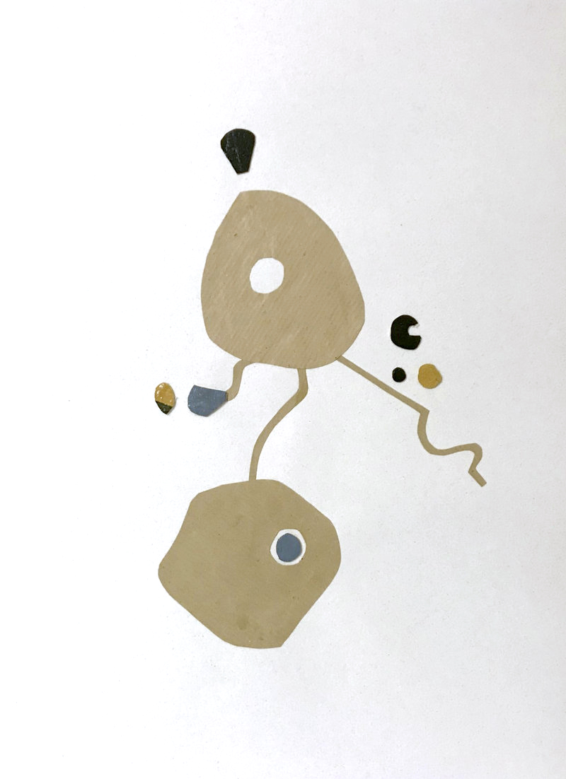 Encore après n°14 Images poétiques, Collage papier et de fragments de toiles peintes, Support papier Canson texturé 30cm x 40cm - 2023/2024