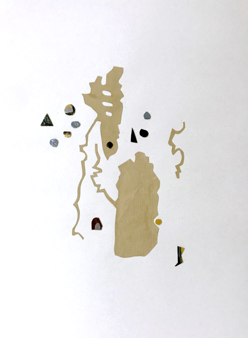 Encore après n°16 Images poétiques, Collage papier et de fragments de toiles peintes, Support papier Canson texturé 30cm x 40cm - 2023/2024