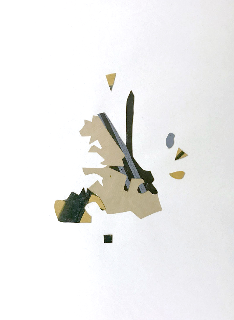 Encore après n°17 Images poétiques, Collage papier et de fragments de toiles peintes, Support papier Canson texturé 30cm x 40cm - 2023/2024