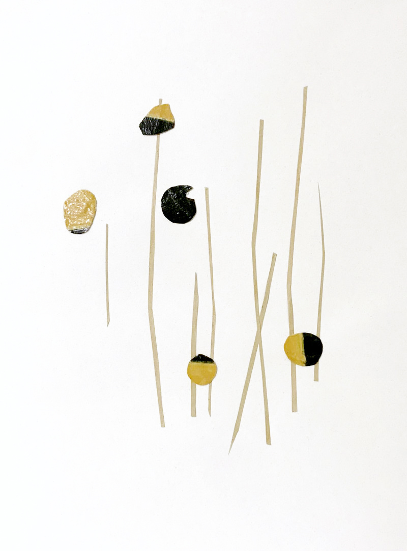 Encore après n°2 Images poétiques, Collage papier et de fragments de toiles peintes, Support papier Canson texturé 30cm x 40cm - 2023/2024