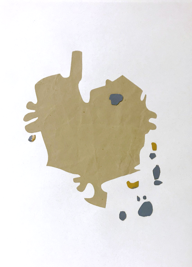 Encore après n°3 Images poétiques, Collage papier et de fragments de toiles peintes, Support papier Canson texturé 30cm x 40cm - 2023/2024