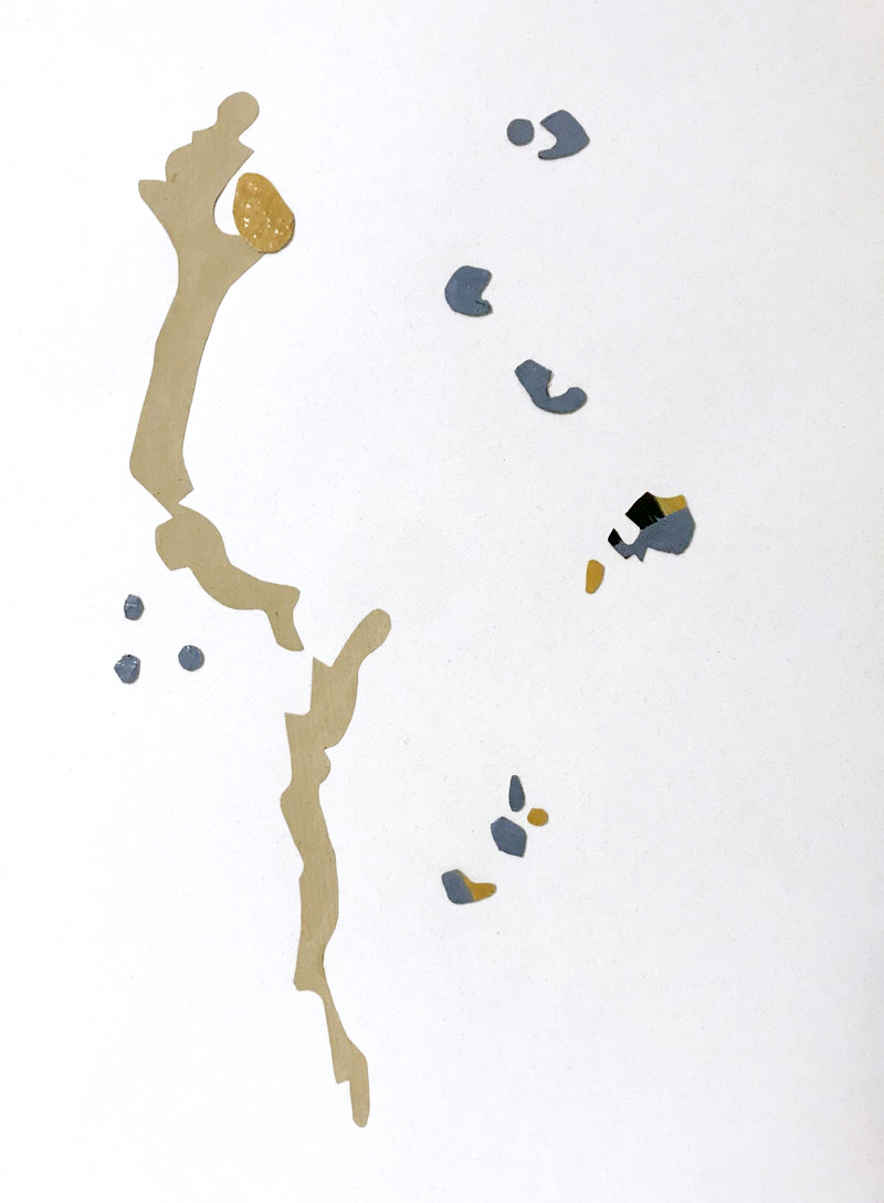 Encore après n°8 Images poétiques, Collage papier et de fragments de toiles peintes, Support papier Canson texturé 30cm x 40cm - 2023/2024