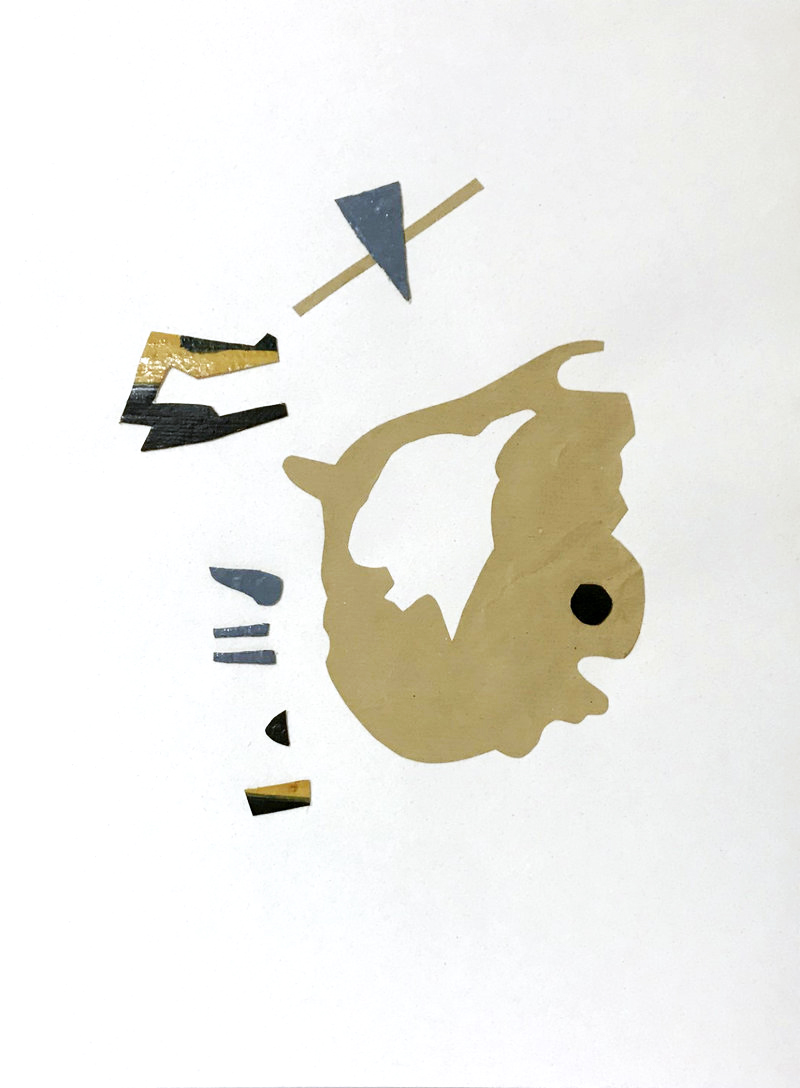 Encore après n°9 Images poétiques, Collage papier et de fragments de toiles peintes, Support papier Canson texturé 30cm x 40cm - 2023/2024